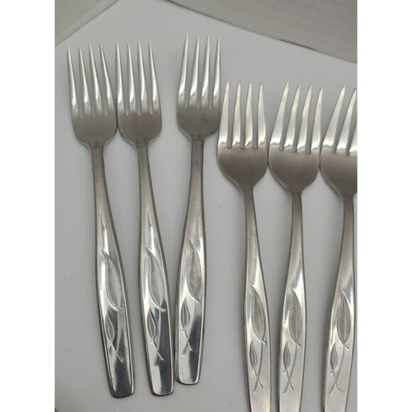 Lot 40 Pieces WHISPERING LEAVES Rogers Cutlas Stainless Steel Flatware USA - Picture 2 of 10